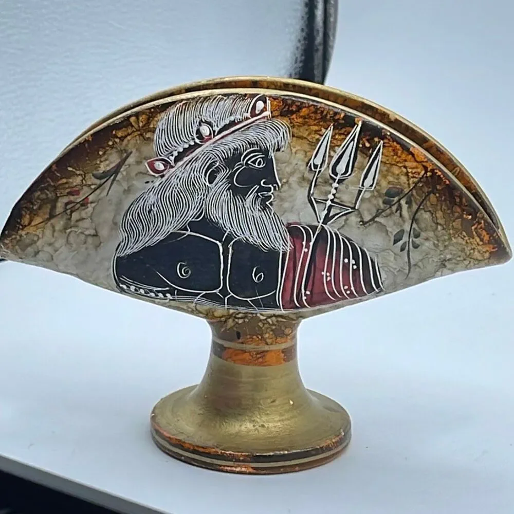 Vintage Handmade Greek ceramic napkin holder.